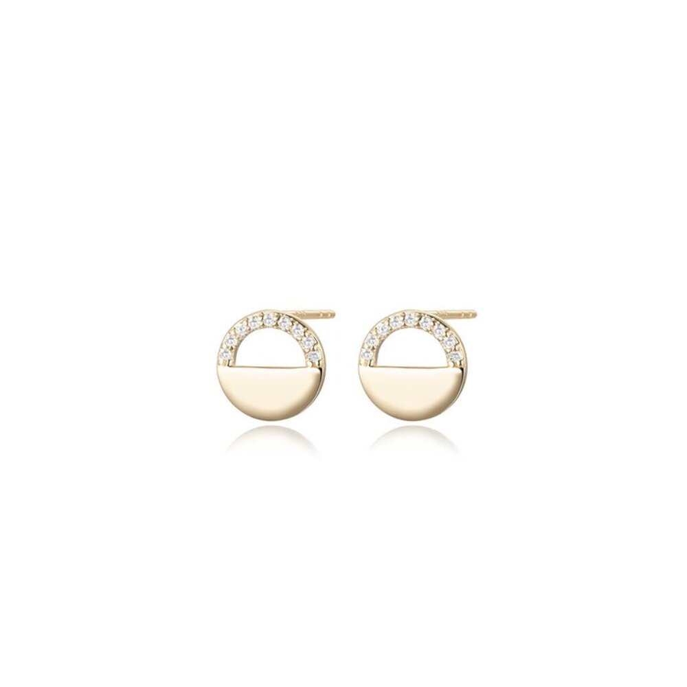 Modern Circle 14K (or 18k upon request) Gold Diamond Stud Earrings